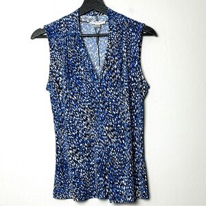 NWT Calvin Klein Abstract Animal Print Sleeveless Shell Blouse Size Small Petite